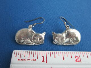 Vintage Sterling Silver 925 Cat Earrings
