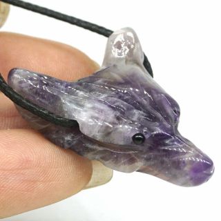 Wolf Head Pendant Natural Amethyst Animal Carved Stone Necklace Jewelry 1.  4 "