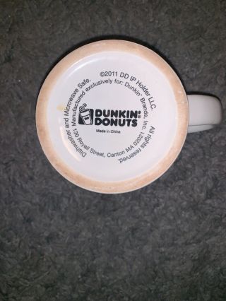 2011 Dunkin Donuts 12 oz Restaurant Diner Style Brown DD Logo Coffee Mug White M 3