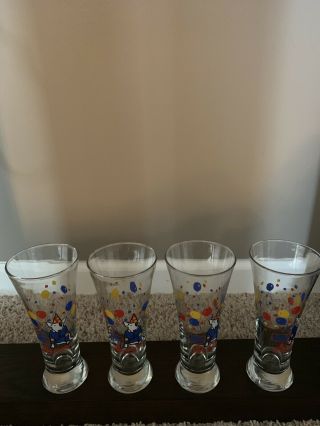Vintage 1987 Spuds Mackenzie Bud Light Pilsner Beer Glasses Set Of 4 - Party Pack