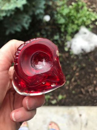 Vintage Japan Lefton ' s red Owl glass figurine paperweight 5