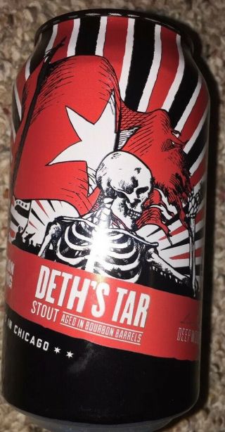 2018 Revolution Brewing Deth’s Tar Stout Beer Can Skeleton Chicago Illinois Rare