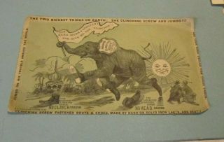 1880 Jumbo the Elephant Wearing Boots with Clinching Screws Victorian Trade Card 3