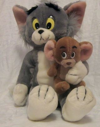 Tom And Jerry Cartoon Characters Plush Stuffed Large 16 Inch Sitting 1985