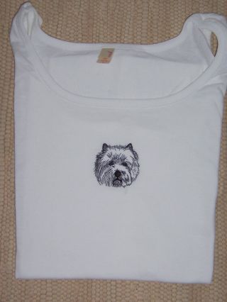 Cairn Terrier Ladies White Tank Top Fuzzy Face Cairn