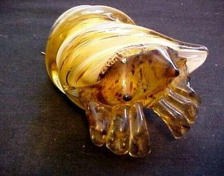 Old Hand Blown Art Glass Crab In Shell Paperwright