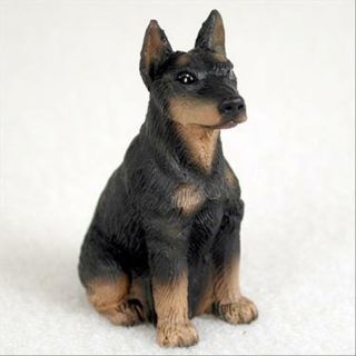 Doberman Pinscher Blk Cropped Dog Tiny One Miniature Small Hand Painted Figurine