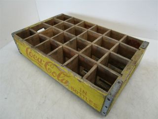 Vintage Coca Cola Coke Wood Soda Pop Case Crate 9 - 65 24 Bottle Yellow & Red