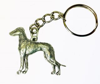 Greyhound Dog Keychain Keyring Harris Pewter Made Usa Key Chain Ring