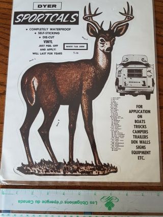 Vintage Dyer Sportcal T16 Whitetail Deer Vinyl Self Sticking Decal Hunting Sport
