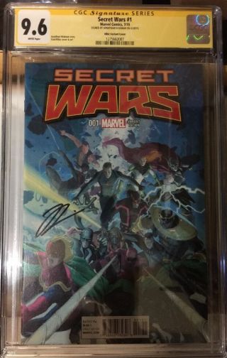 Secret Wars 1 Cgc Ss 9.  6 Ribic Variant Cover Signed By Jonathan Hickman