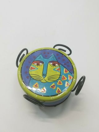 Laurel Burch Ceramic Cat Face Coasters Set Of 4 With Holder Art Vintage Decor