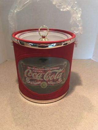 Vintage Look Coca Cola – Vinyl Ice Bucket With Lid And Handle - - Usa