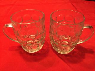 Set Of 2 Ravenhead Made In England Dimpled Clear Glass Pint Beer Mug 5”