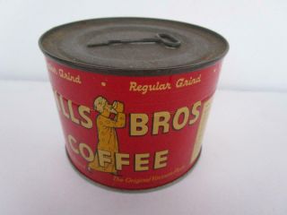 Vintage Hills Bros Red Can 1/2 Lb 1945 Key Wind Coffee Tin Litho
