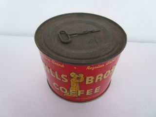 Vintage Hills Bros Red Can 1/2 Lb 1945 Key Wind Coffee Tin Litho 4