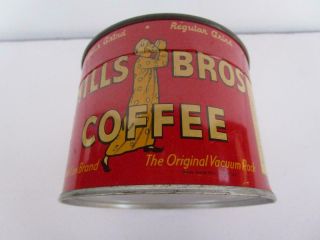 Vintage Hills Bros Red Can 1/2 Lb 1945 Key Wind Coffee Tin Litho 5