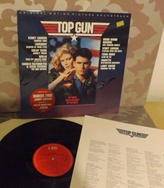 Top Gun Soundtrack Lp 1st Press 1986 N,  Insert Tom Cruise