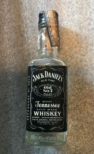 Vintage Jack Daniel’s Whiskey Bottle,  Old No.  7 Mini 1/10 Pint,  Lynchburg,  Tn