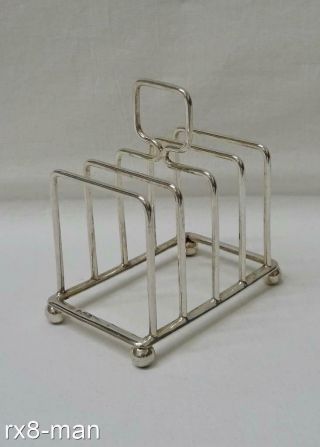 1911 Antique Solid Sterling Silver 4 Division 5 Bar Toast Rack - 50g/1.  60ozs