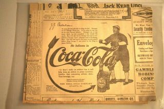 Coca - Cola Ad Featuring Chicago White Sox Player/manager Jj Callahan (1914)
