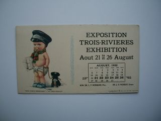 Vintage Blotter Exposition De 1922 Trois Rivieres Quebec Canada