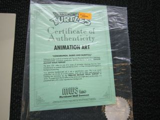 1991 TMNT Animation Art Cel & 3
