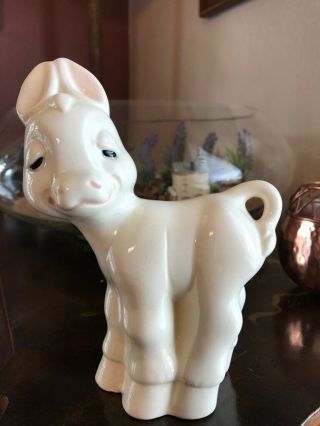 Adorable White Donkey Figurine - Vintage Donkey,  Ceramic,  Statue,  Glazed,  Resin