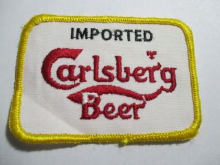 Imported Carlsberg Beer Embroidered Patch Nos,  Vintage,  3 1/2 X 2 3/8 Inches