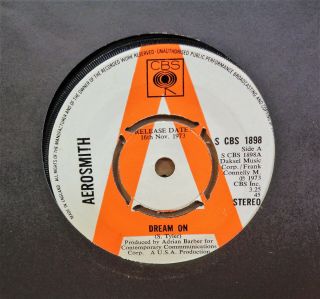 Aerosmith Dream On / Somebody Og Uk Stereo Cbs Records 7 " Demo Scbs1898