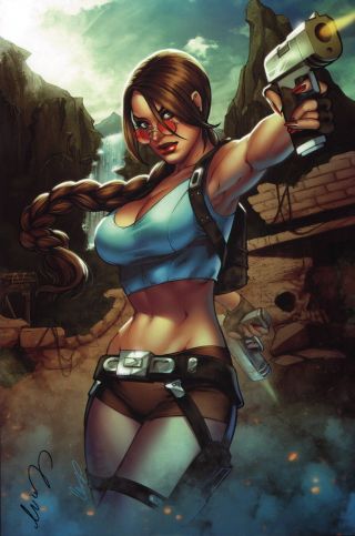 Zenescope Artist Elias Chatzoudis Signed Tomb Raider Comic Art Print Lara Croft