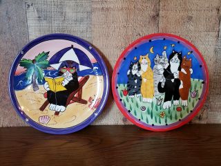 Catzilla Collectors Plate Cat Hug Fest And Beach 8 " By Candace Reiter Designs
