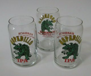 Set Of 3 Karbach Brewing Co Hopadillo Ipa Can Shape Pint Beer Glasses