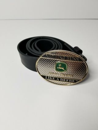 Nothing Runs Like A Deere Silver And Green Belt Buckle With Belt Size 36