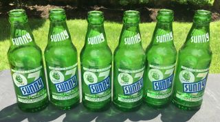 6 Reading Pa Sunny Beer Bottles Green Acl Painted Label Sunshine Brewing 7 Oz