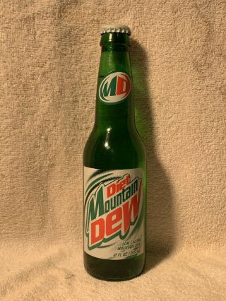 Rare Full 12oz Diet Mountain Dew Acl Soda Bottle Hard To Find