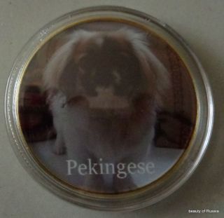 Dog Pekingese 24k Gold Plated 40 Mm Coin