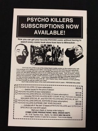 PSYCHO KILLERS 4 (1992) Comic Zone.  Henry Lee Lucas.  VERY RARE 2