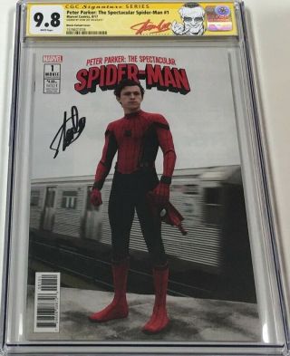 Peter Parker Spectacular Spider - Man 1 Holland Cover Signed Stan Lee Cgc 9.  8 Ss
