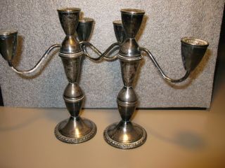 Two Duchin Creations Sterling Silver Weighted 3 Candle Candelabra Set