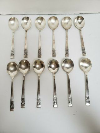 Vintage 1936 Oneida Coronation 12 Soup Spoons Community Silver Plate