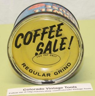 Vintage 1 Lb.  MAXWELL HOUSE Coffee Can: “4 cents OFF” / Kitchen Store / $5 Ships 5