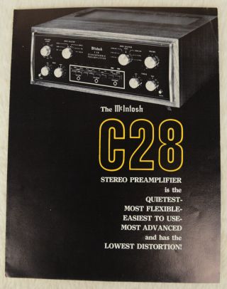 Vintage Mcintosh C28 Stereo Preamplifier Sales Brochure