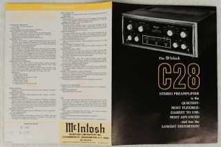 Vintage McIntosh C28 Stereo Preamplifier Sales Brochure 3