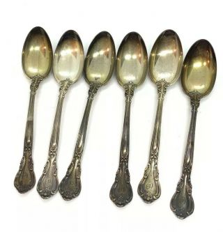 Antique Sterling Silver Spoons Set Of 6 Gorham Pat 95 102 Grams Chantilly 1895