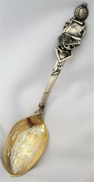 Lincoln School Beardstown Il 5 1/2 " Sterling Silver Souvenir Spoon