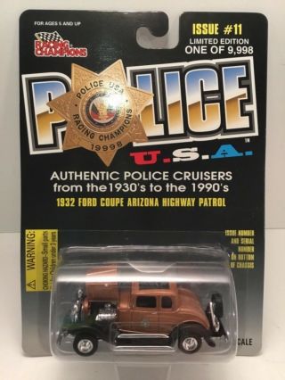 Racing Champions Diecast Police Car,  1932 Ford Coupe Arizona Highway Patrol