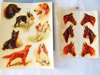 Vintage Horses & Dogs Water Slide Decal Sheets - Meyercord In Envelopes