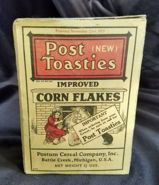 Old Nos Advertising Box Post Toasties Postum Cereal Battle Creek Mi Dated 1915