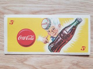 Rare Coca - Cola Coaster Vintage 1947 Drink Coca Cola In Bottles Boy 5 Cents Coke